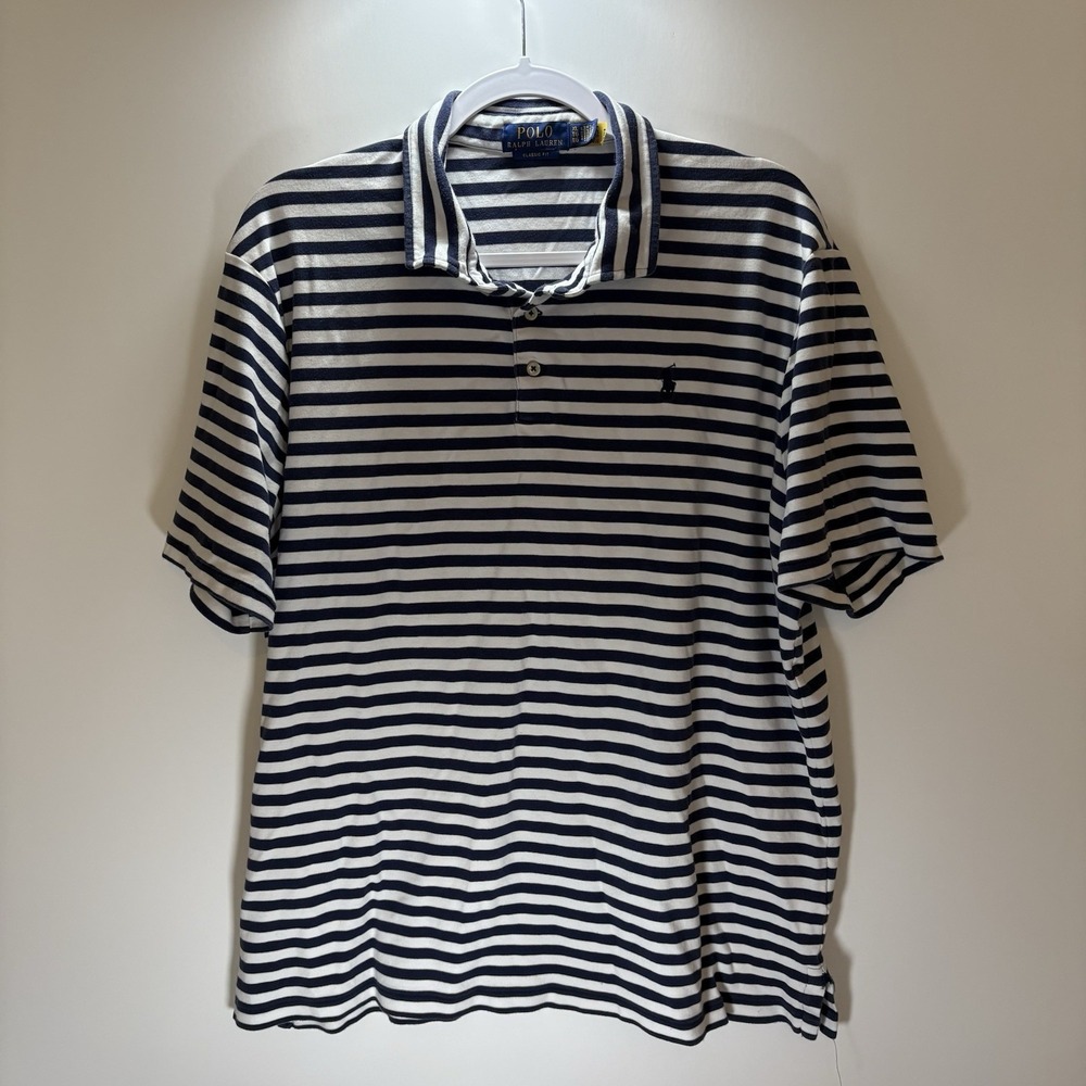 POLO Ralph Lauren Men's Navy/White Striped Shirt Size‎ XL Old Money Preppy